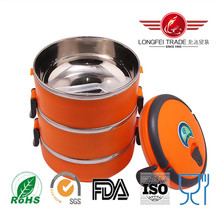 Round Orange Stainless Steel Lunch Box with Lock